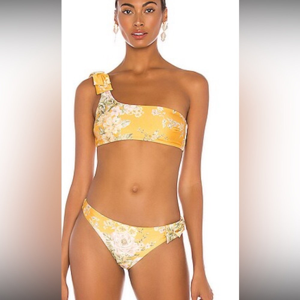 Zimmermann Yellow Floral One-Shoulder Bikini